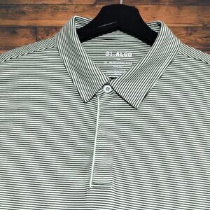 NWT 01.ALGO green and black Striped Polo Shirt